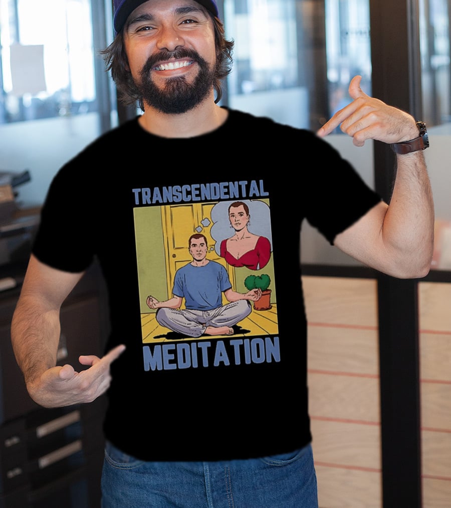 Transcendental Meditation Retro Comic Style Man Meditating Thought Bubble T-Shirt