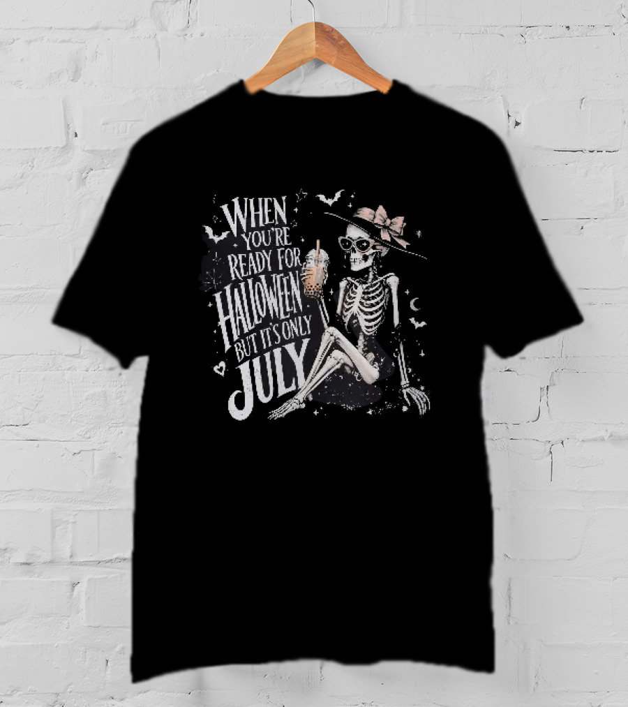 When You're Ready For Halloween But Its Only July Skeleton Witch Retro Aesthetic T-Shirt