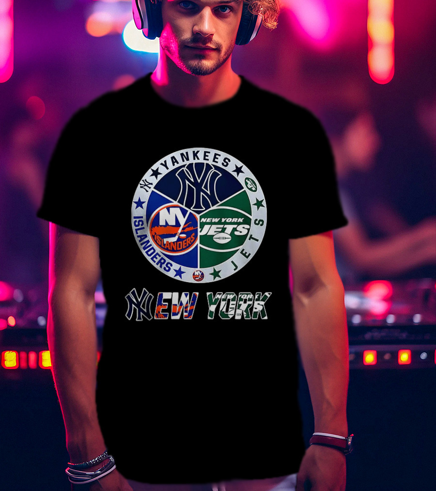 Yankees Islanders Jets New York Sports Teams Logos T-Shirt