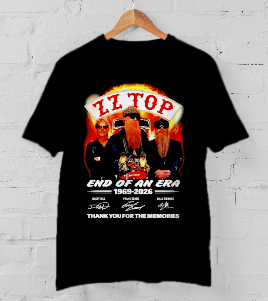 ZZ Top End Of An Era 1969 2026 Dusty Hill Frank Beard Billy Gibbons Thank You For The Memories T-Shirt