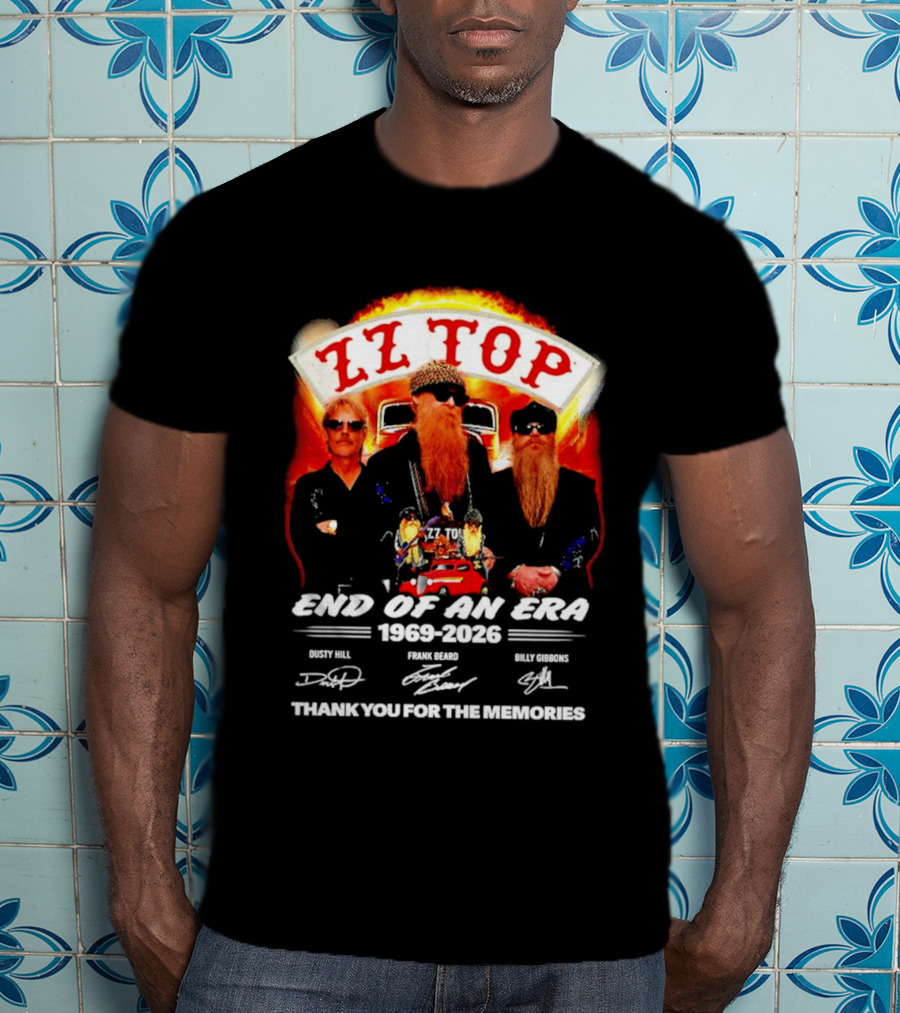 ZZ Top End Of An Era 1969 2026 Dusty Hill Frank Beard Billy Gibbons Thank You For The Memories T-Shirt