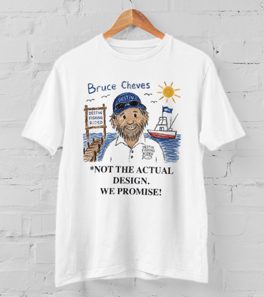 Destin Fishing Rodeo Bruce Cheves Cartoon Caricature Boat Sun Dock T-Shirt