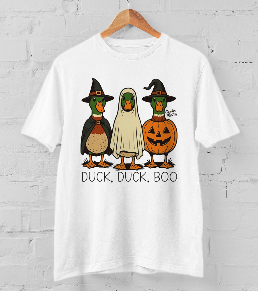 Duck Duck Boo Halloween 2026 Duck Trio In Costumes T-Shirt
