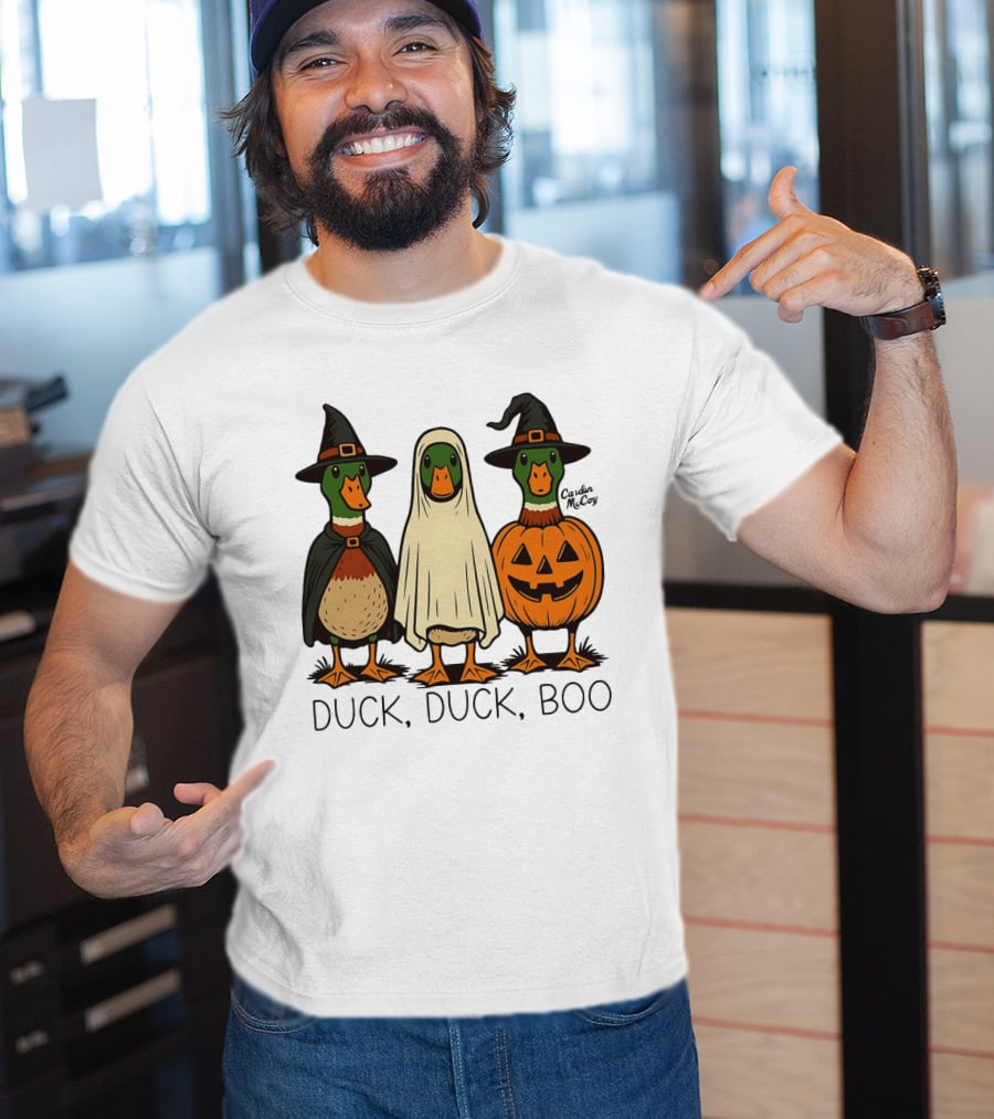 Duck Duck Boo Halloween 2026 Duck Trio In Costumes T-Shirt