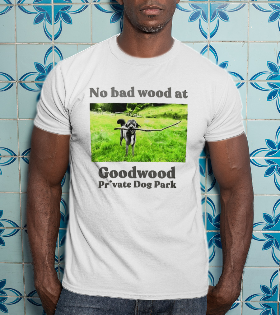 No Bad Wood At Goodwood Private Dog Park Playful Pup With Stick T-Shirt
