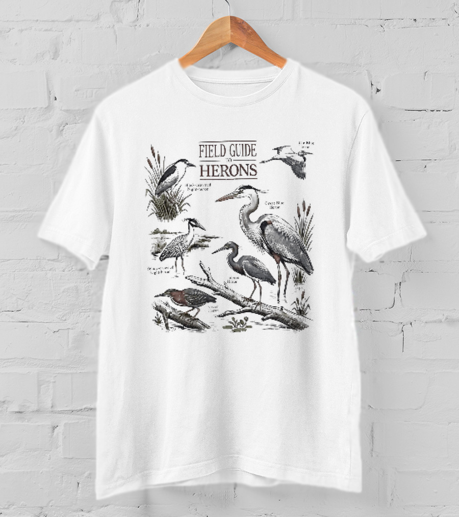 Field Guide Herons Black Crowned Night Heron Yellow Crowned T-Shirt