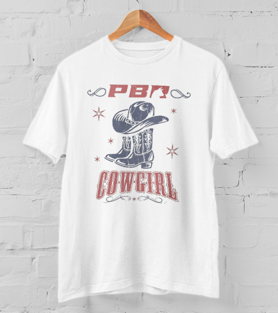 PBR Cowgirl Boots Hat Stars Western T-Shirt