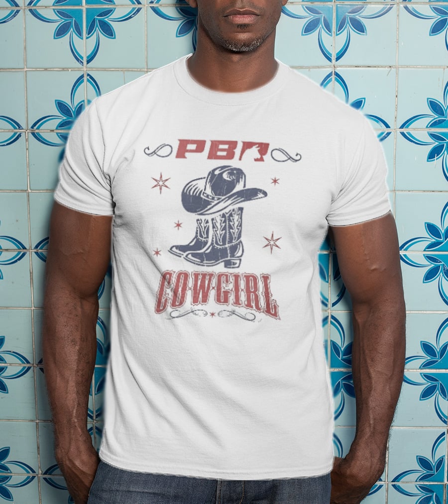 PBR Cowgirl Boots Hat Stars Western T-Shirt