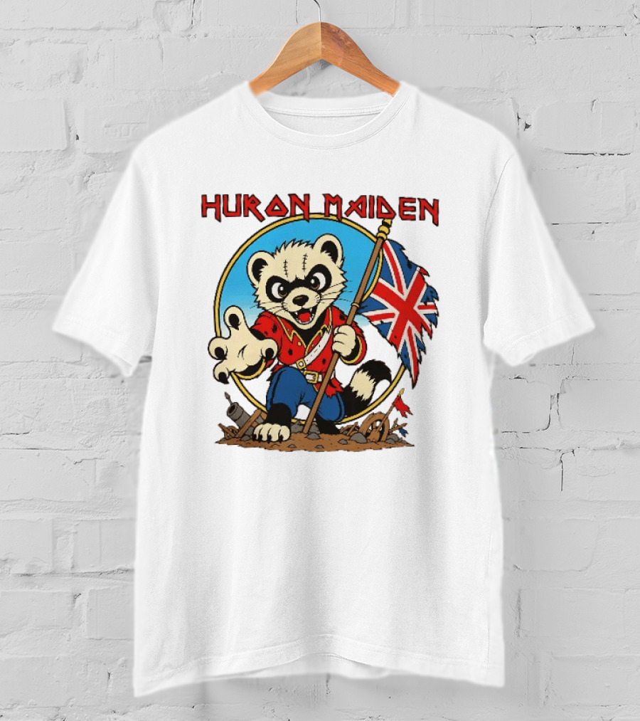 Huron Maiden Ferret Holding British Union Jack Flag T-Shirt