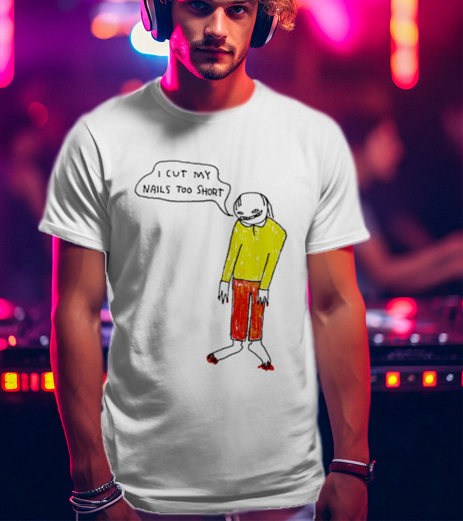 I Cut My Nails Too Short Yellow Red T-Shirt
