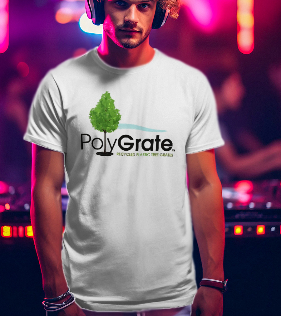 PolyGrate Recycled Plastic Tree Grates Green Foliage Blue Wave T-Shirt