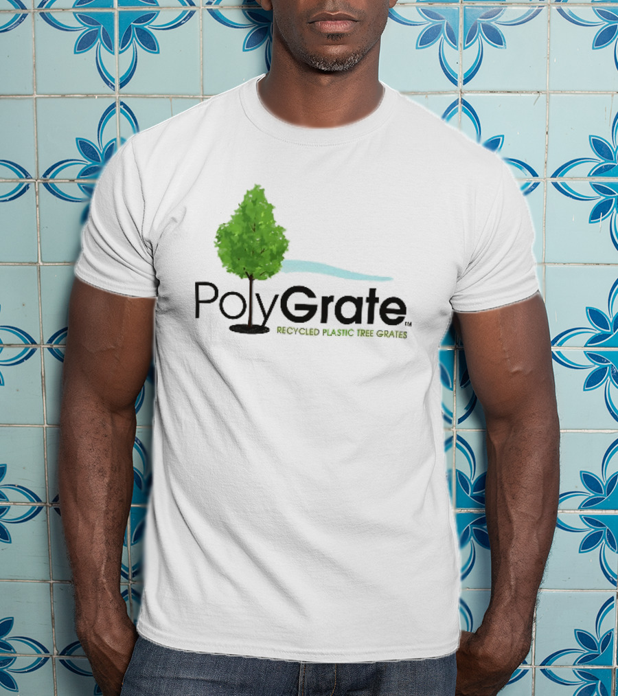 PolyGrate Recycled Plastic Tree Grates Green Foliage Blue Wave T-Shirt