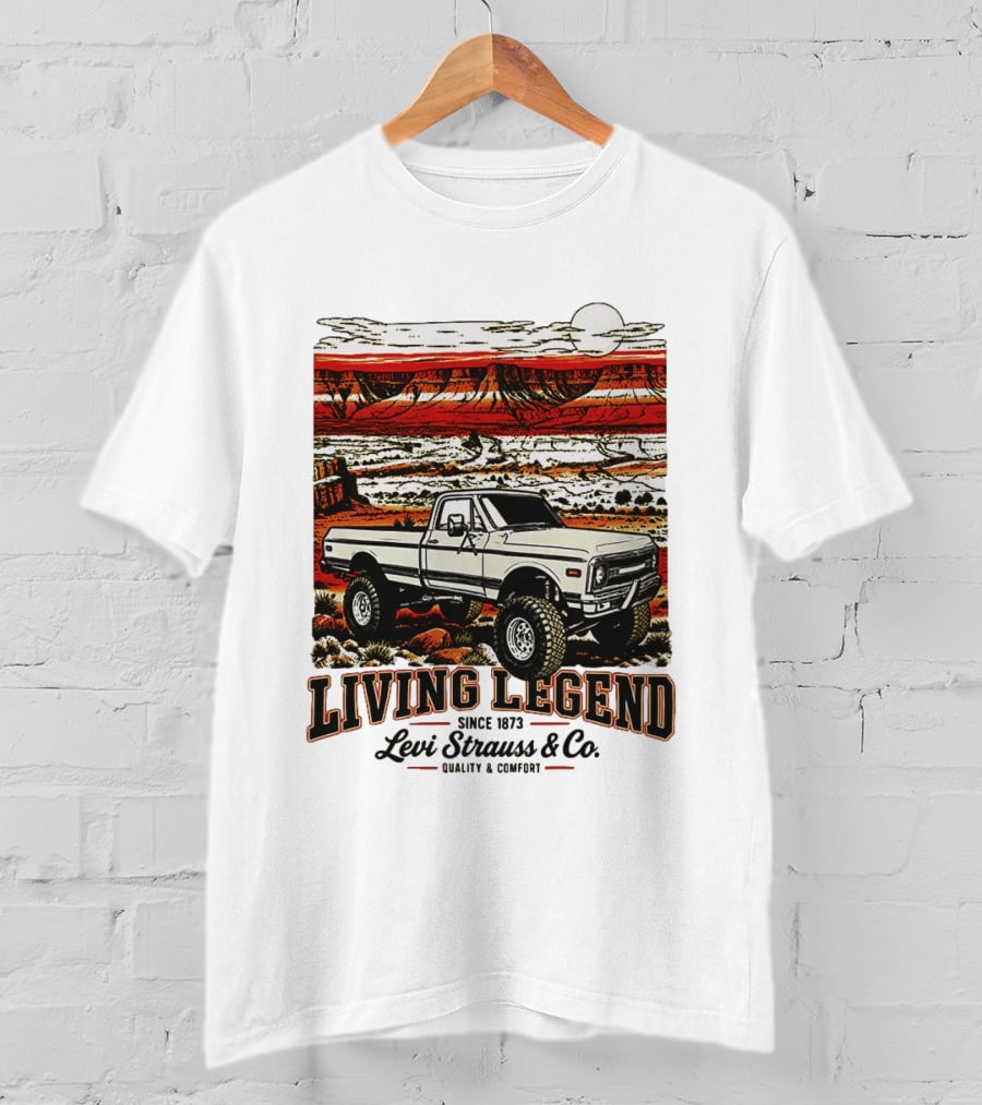 Living Legend Since 1873 Levi Strauss Co Vintage Truck Desert Scene T-Shirt