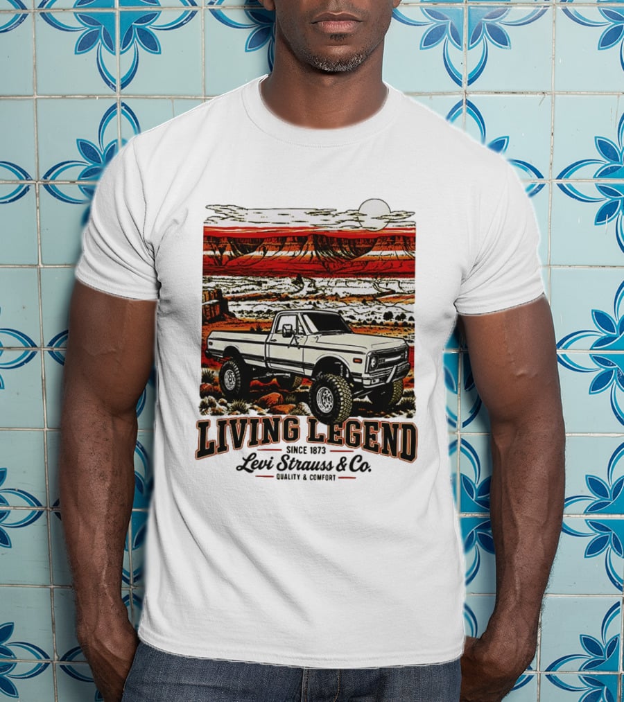 Living Legend Since 1873 Levi Strauss Co Vintage Truck Desert Scene T-Shirt