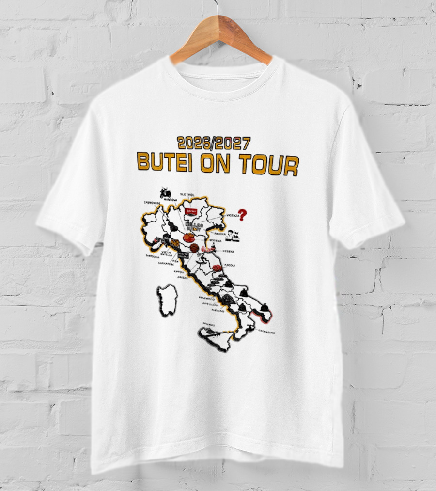 2026 2027 Butei On Tour Italy Map Highlights T-Shirt