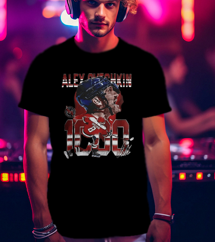 Alex Ovechkin 1000 Big Head Caricature Hockey Player Distressed T-Shirt