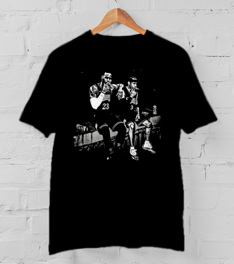 Allen Iverson LeBron James Meme Smoking Beer Bench Basketball Duo T-Shirt