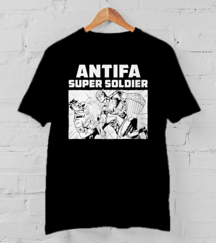ANTIFA Super Soldier Punching Hitler Captain America T-Shirt