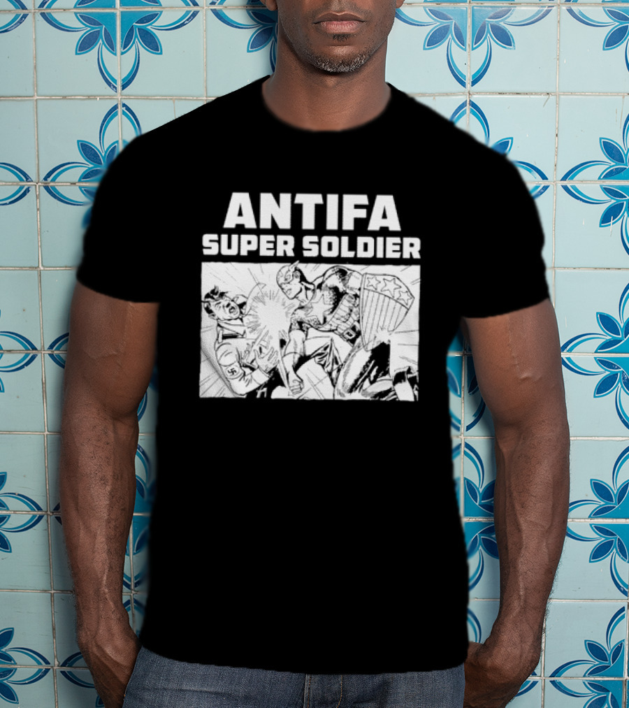 ANTIFA Super Soldier Punching Hitler Captain America T-Shirt