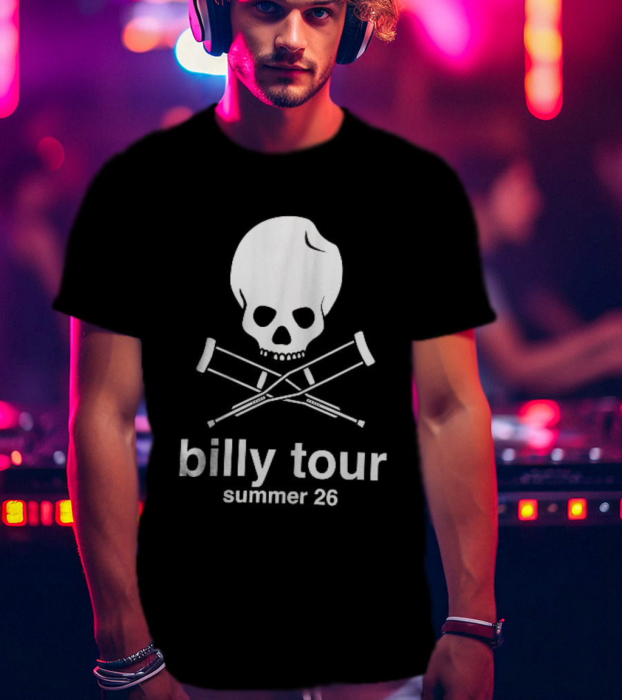 Billy Tour Summer 26 Skull And Crossed Crutches T-Shirt