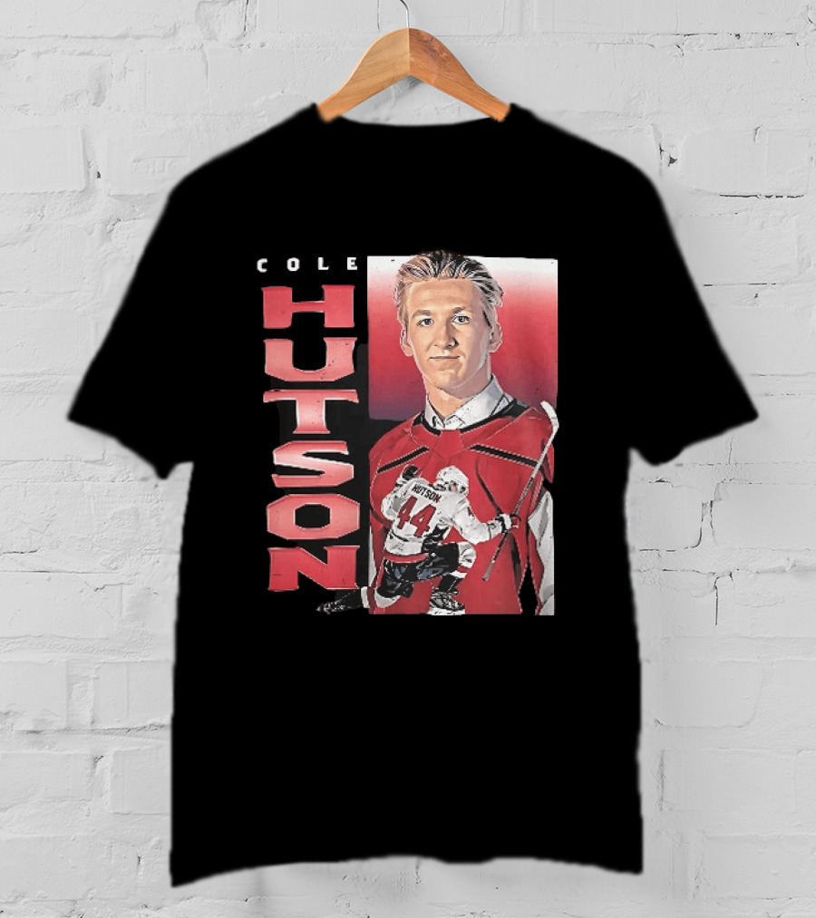 Cole Hutson Ice Hockey Player Red Jersey Number 44 Celebration T-Shirt