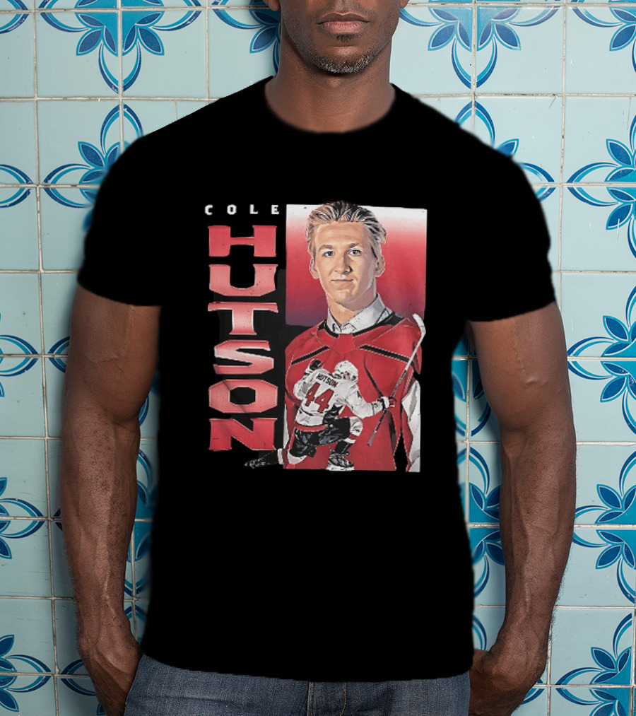 Cole Hutson Ice Hockey Player Red Jersey Number 44 Celebration T-Shirt