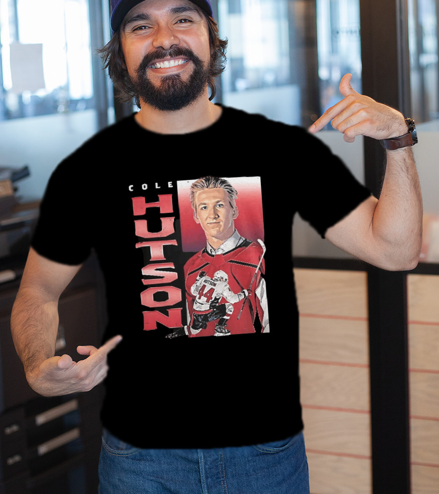 Cole Hutson Ice Hockey Player Red Jersey Number 44 Celebration T-Shirt