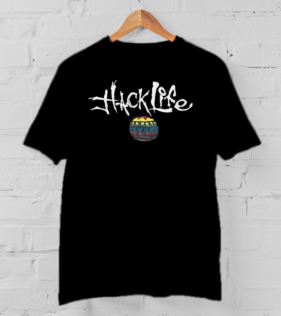 Hack Life White Scratchy Lettering Colorful Lantern T-Shirt
