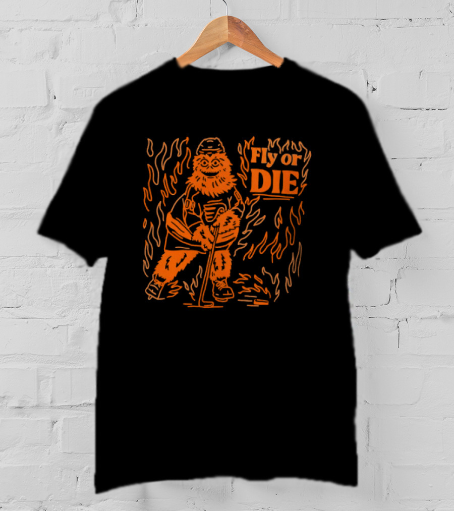 Fly Or Die Gritty Philadelphia Flyers Hockey Flame T-Shirt