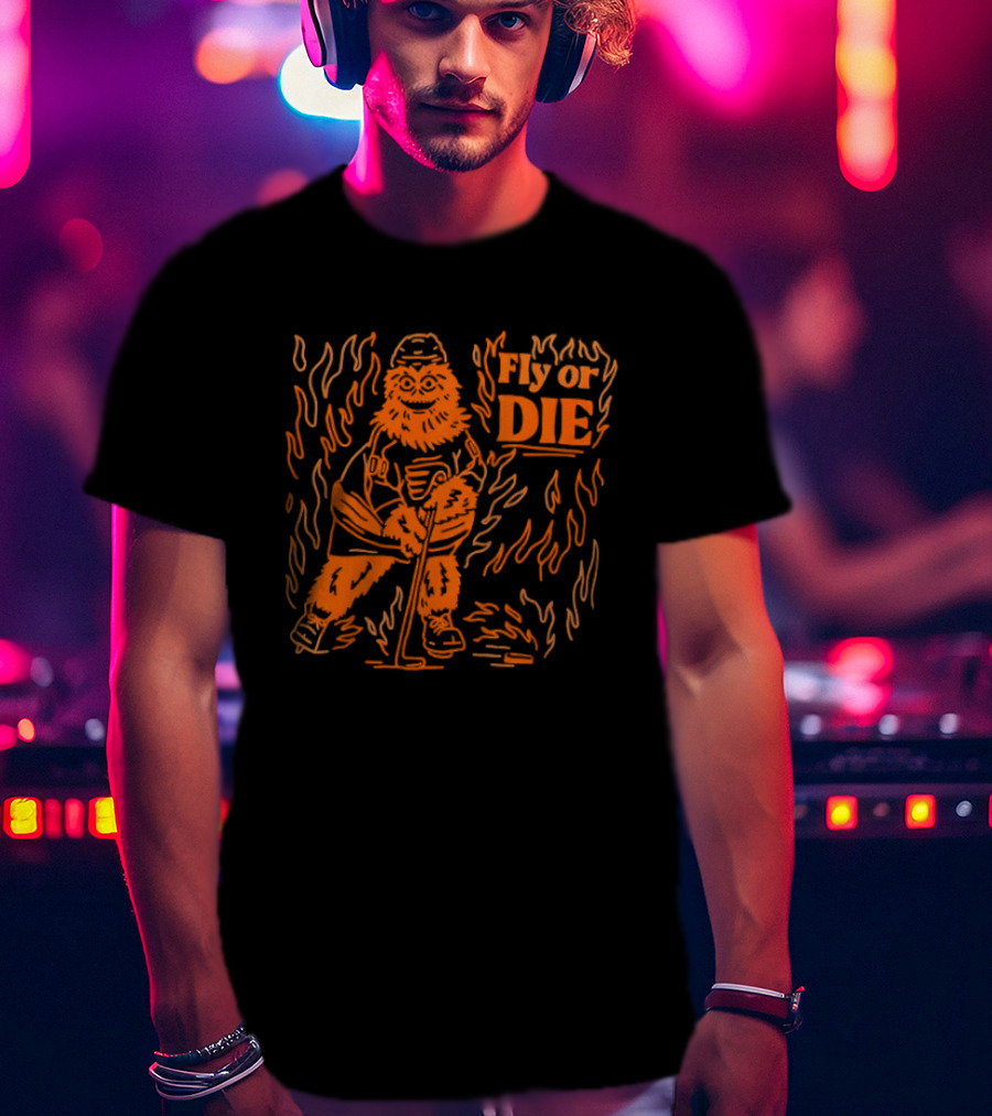 Fly Or Die Gritty Philadelphia Flyers Hockey Flame T-Shirt