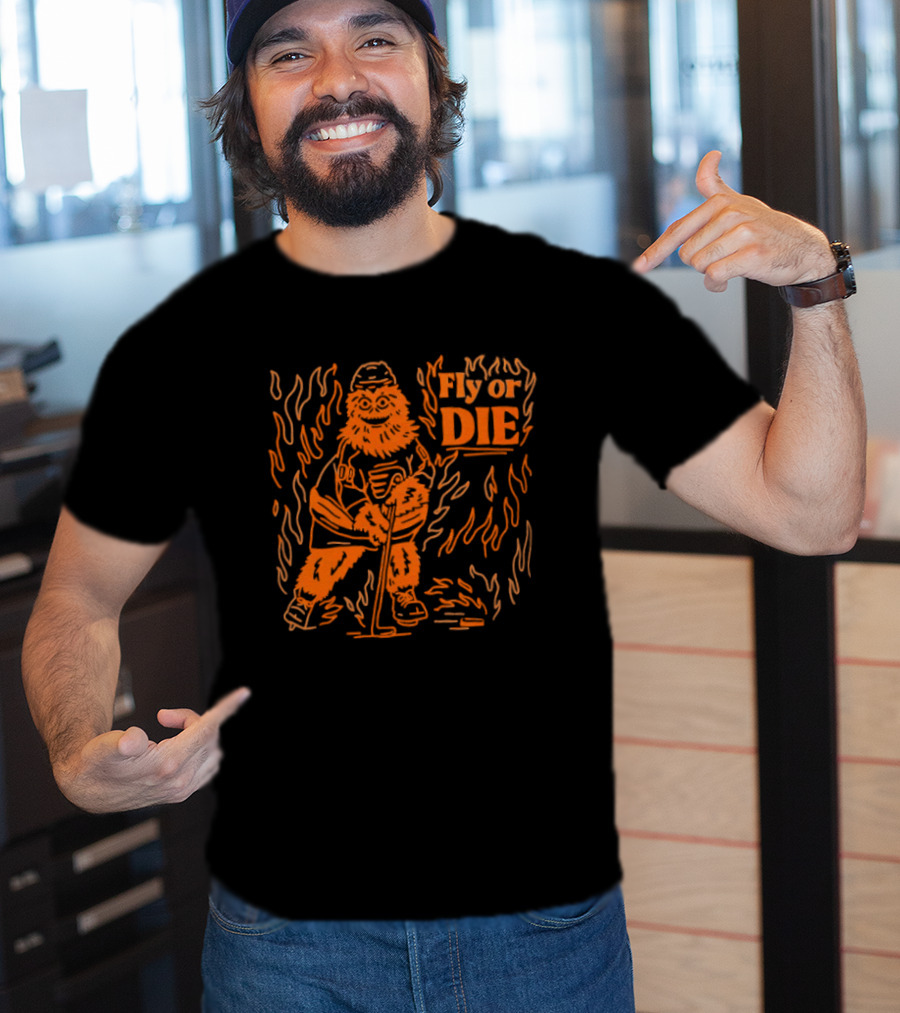 Fly Or Die Gritty Philadelphia Flyers Hockey Flame T-Shirt