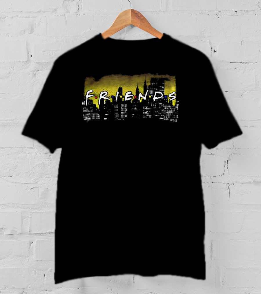 Friends Yellow Glowing New York City Skyline Night T-Shirt