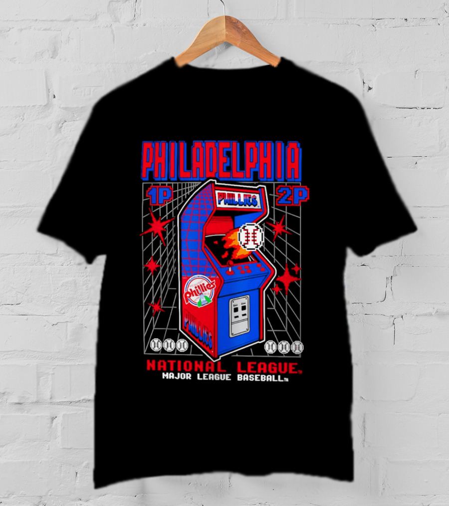 Philadelphia Phillies 1P 2P National League Major League Baseball Arcade T-Shirt