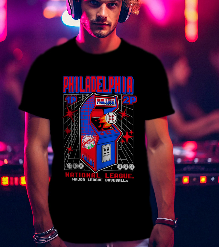 Philadelphia Phillies 1P 2P National League Major League Baseball Arcade T-Shirt