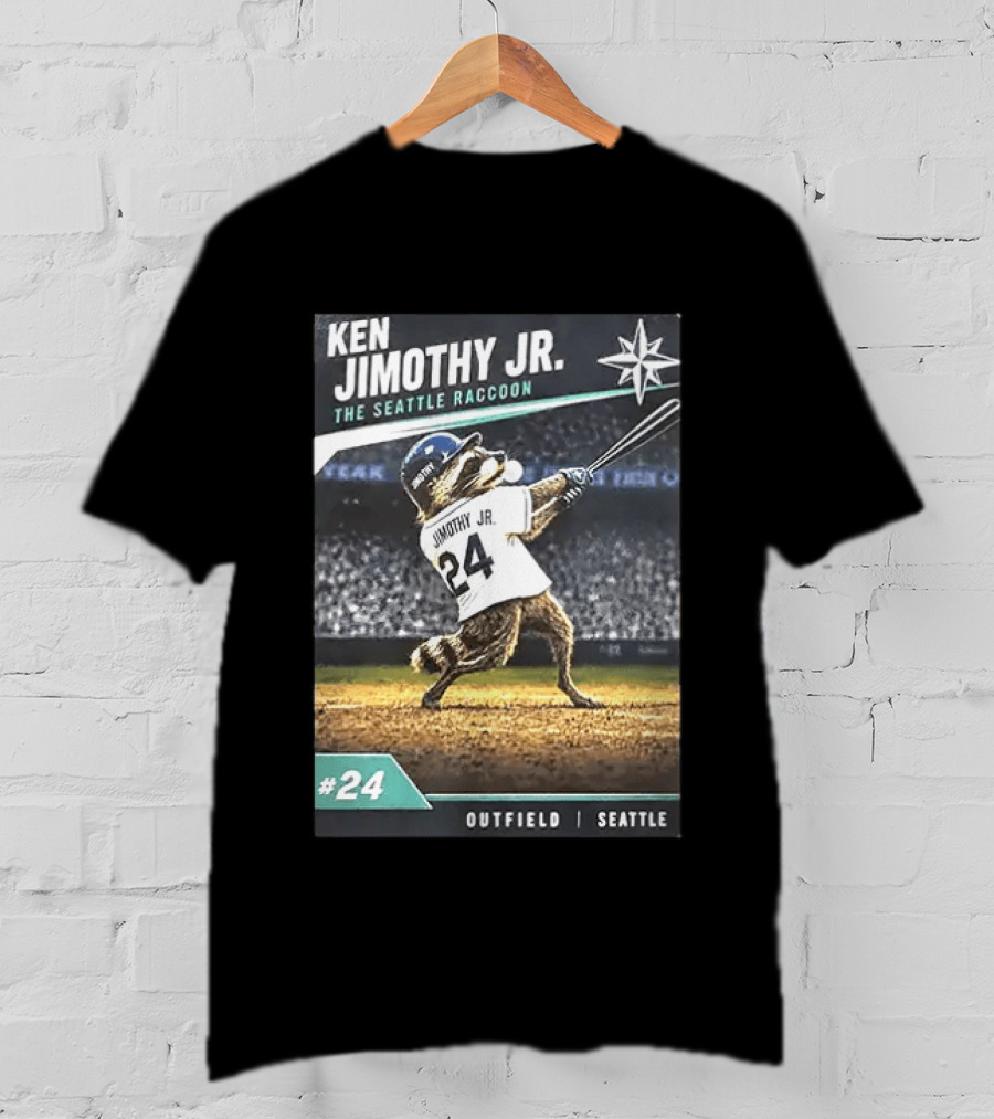 Ken Jimothy Jr The Seattle Raccoon Outfield Seattle Mariners #24 T-Shirt