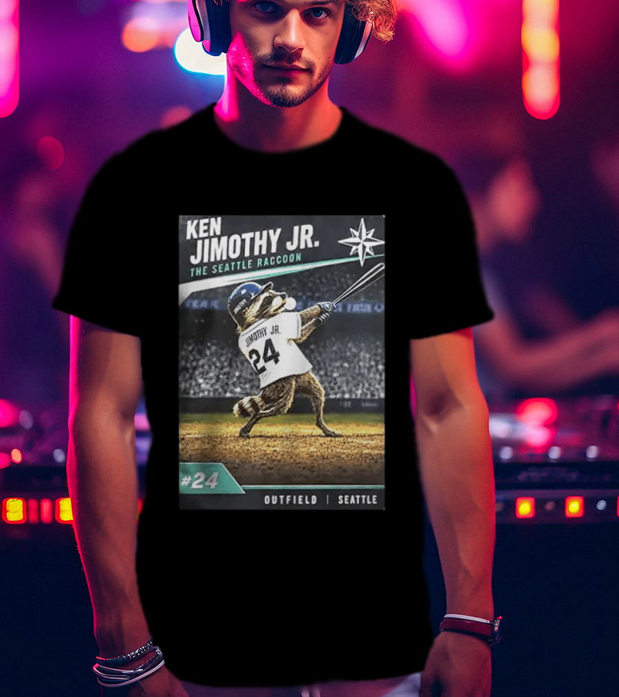 Ken Jimothy Jr The Seattle Raccoon Outfield Seattle Mariners #24 T-Shirt