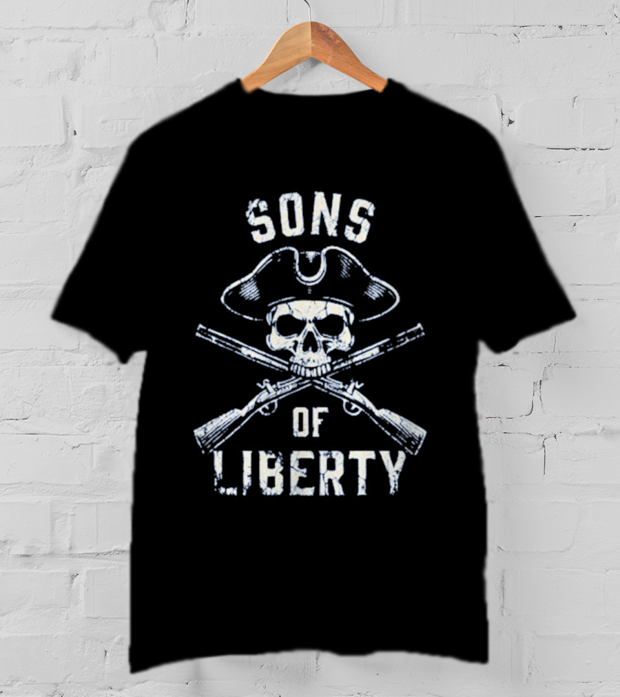 Sons Of Liberty Skull Crossed Guns Revolutionary Hat T-Shirt