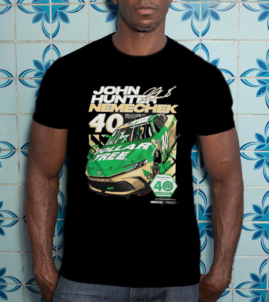 John Hunter Nemechek Dollar Tree 301 40th Anniversary 2026 Green Gold Toyota Camry Nascar New Hampshire Est 1986 T-Shirt