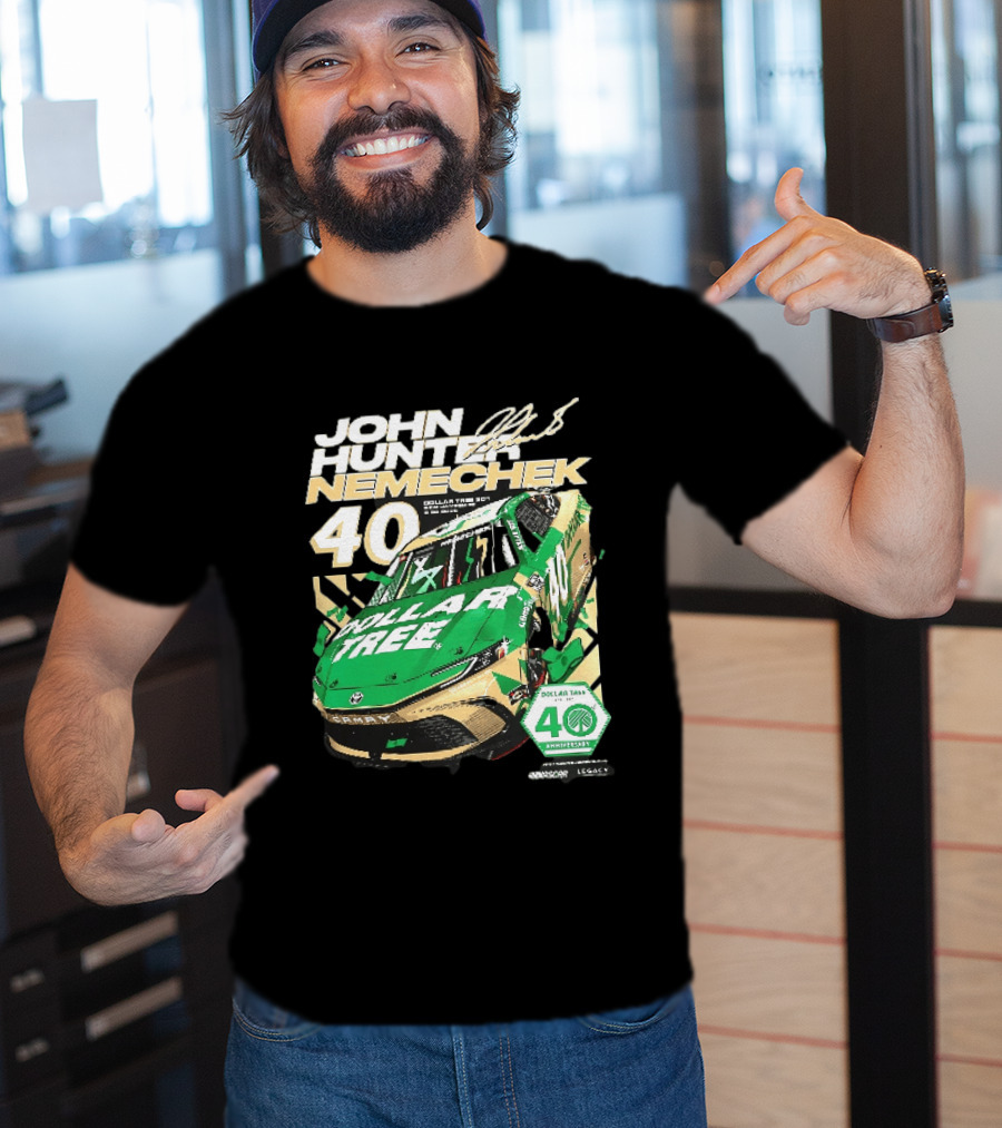 John Hunter Nemechek Dollar Tree 301 40th Anniversary 2026 Green Gold Toyota Camry Nascar New Hampshire Est 1986 T-Shirt