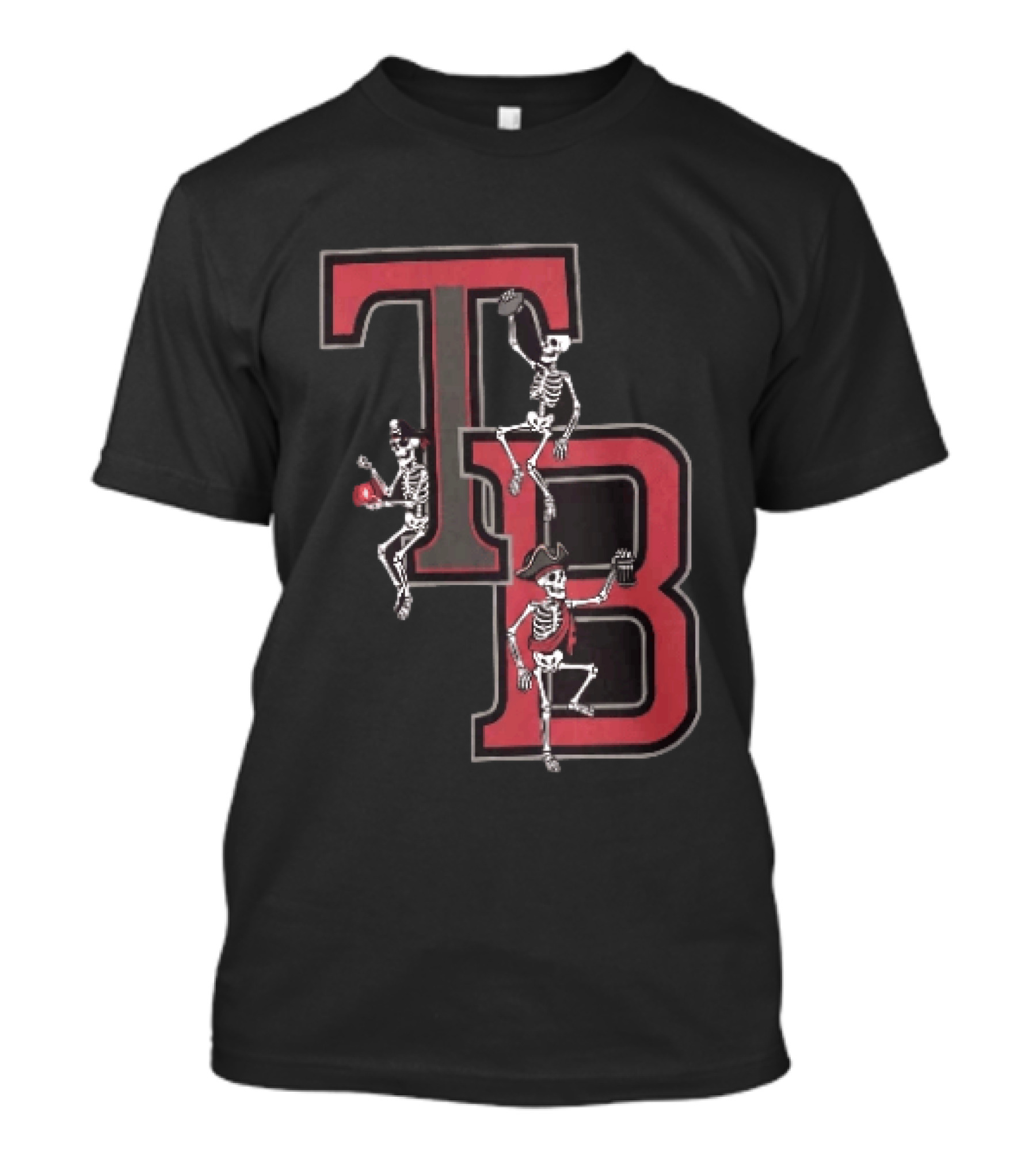 Tampa Bay Buccaneers TB Pirate Skeletons Football T-Shirt