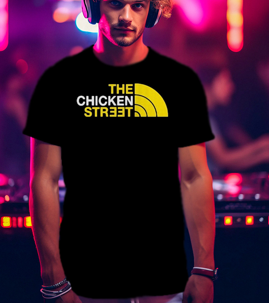 The Chicken Street Block Text Bold Yellow And White Circular T-Shirt