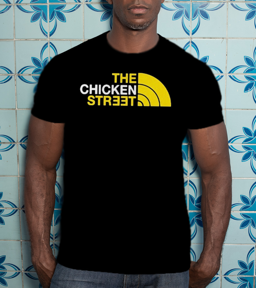 The Chicken Street Block Text Bold Yellow And White Circular T-Shirt
