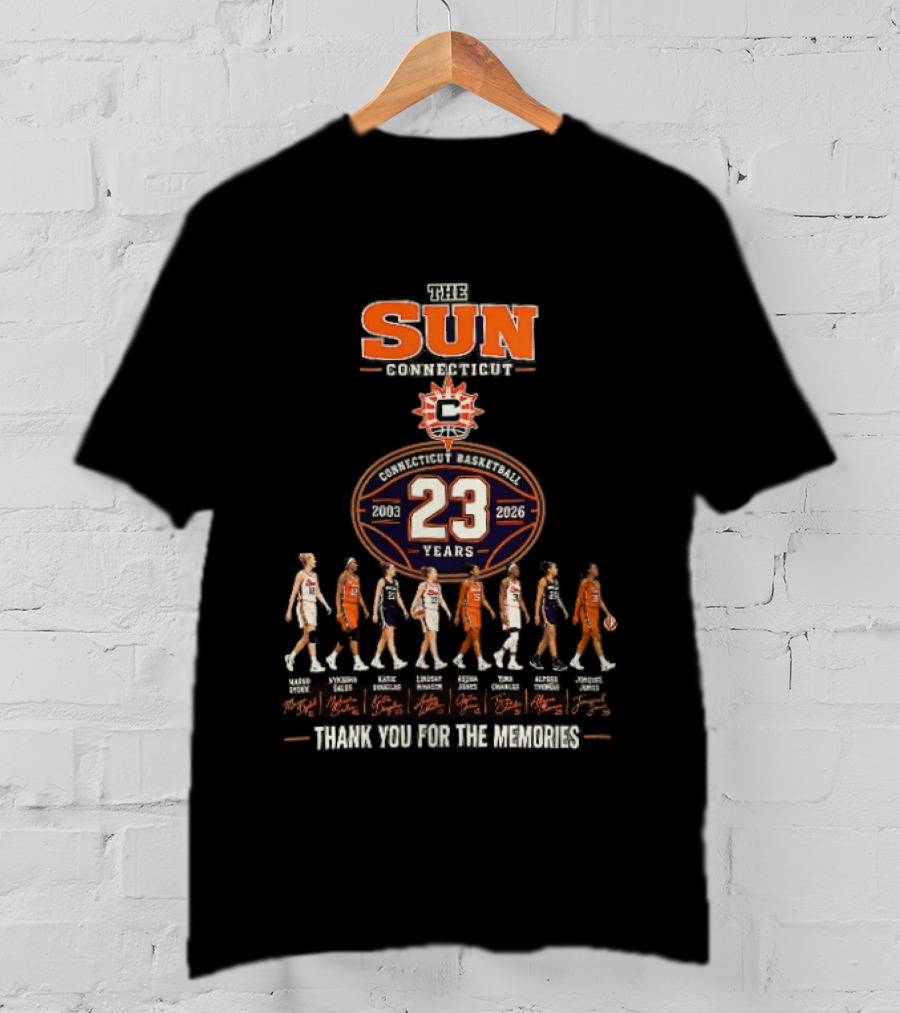 Connecticut Sun 23 Years 2003 2026 Thank You For The Memories T-Shirt