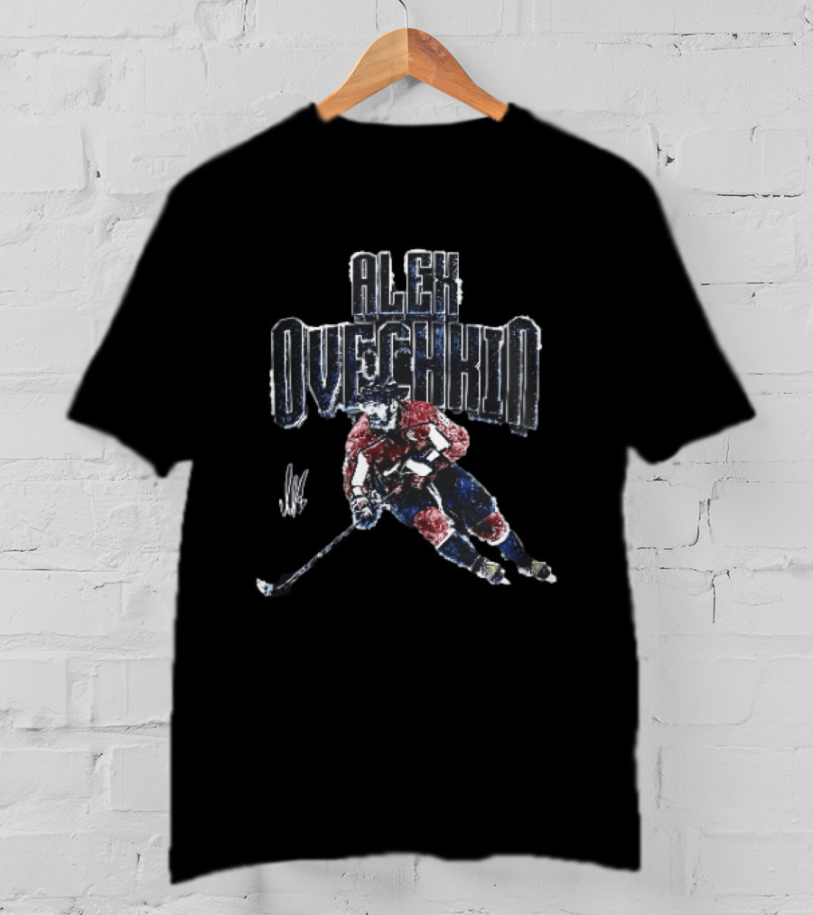 Washington Capitals NHL Alex Ovechkin Ice Hockey Player Skating Stick T-Shirt