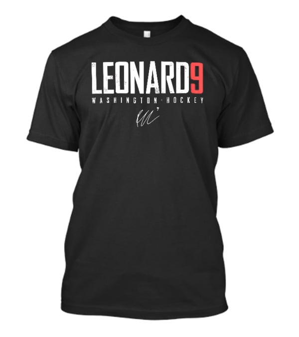 Leonard 9 Washington Hockey Player Distressed Signature T-Shirt