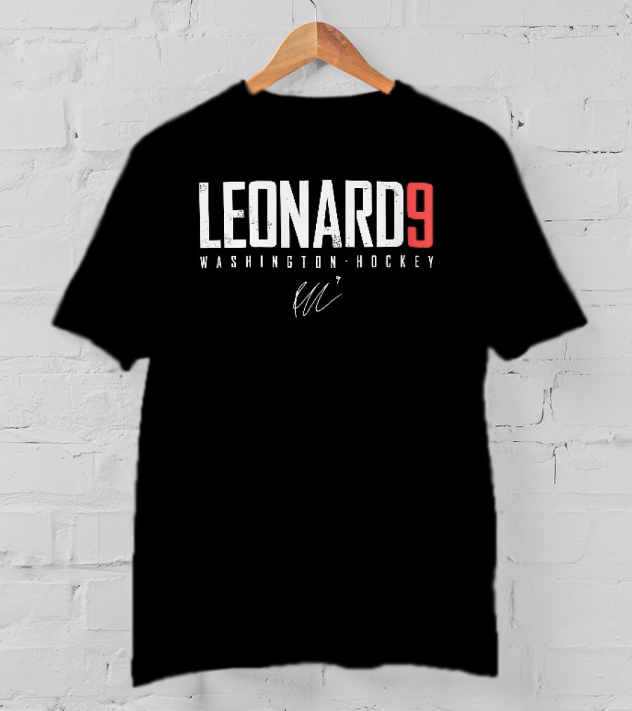 Leonard 9 Washington Hockey Player Distressed Signature T-Shirt