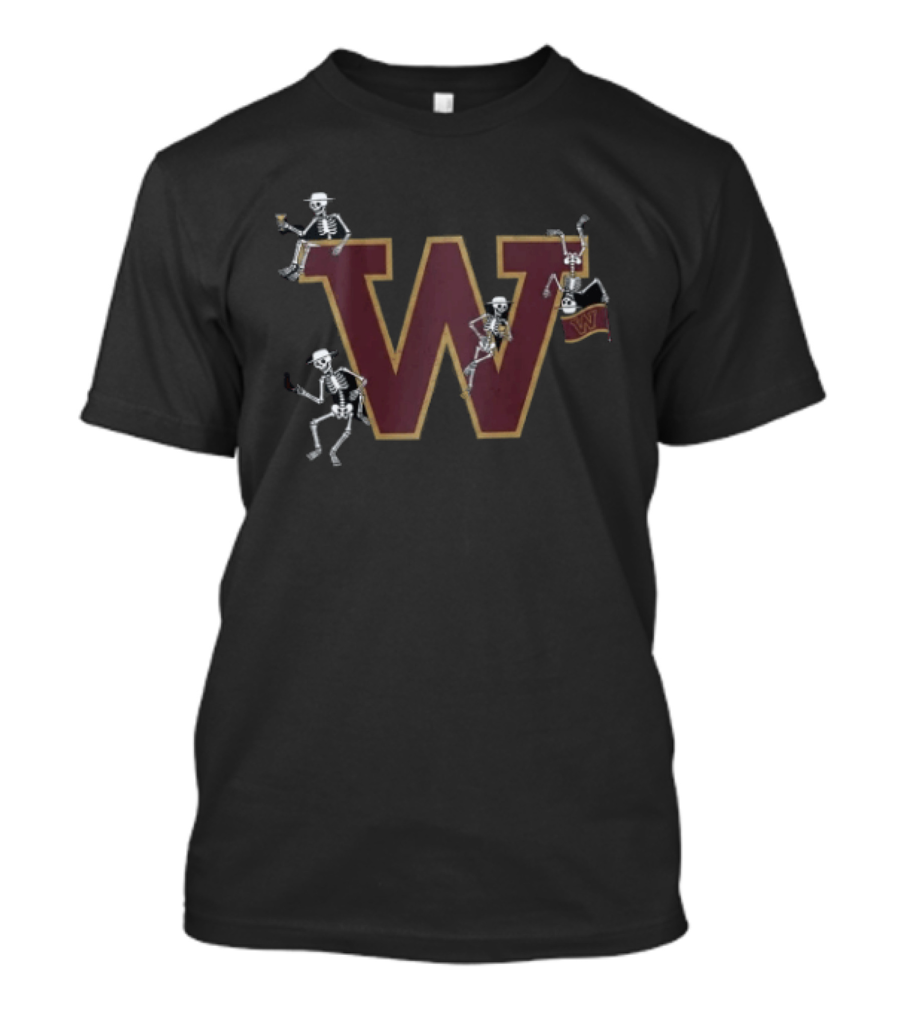 Washington Commanders Skeletons Drinking Party With W T-Shirt