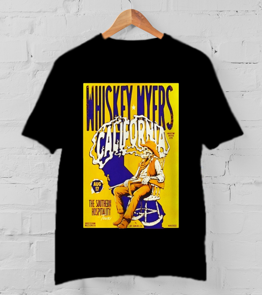 Whiskey Myers California Southern Hospitality Tour August 17 Los Angeles Reclining Cowboy T-Shirt