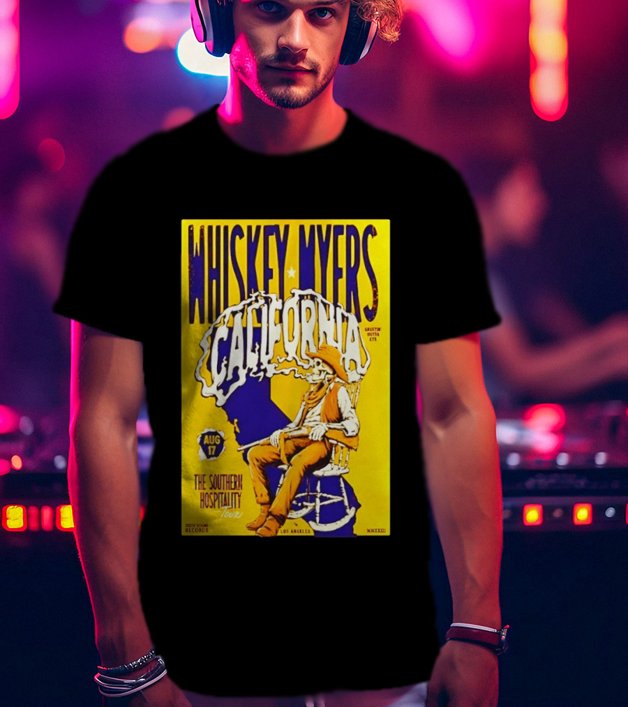 Whiskey Myers California Southern Hospitality Tour August 17 Los Angeles Reclining Cowboy T-Shirt
