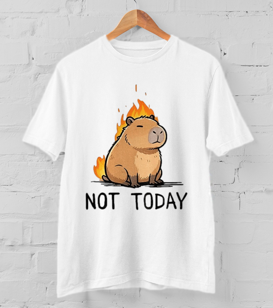 Capybara On Fire Not Today Calm Meme T-Shirt